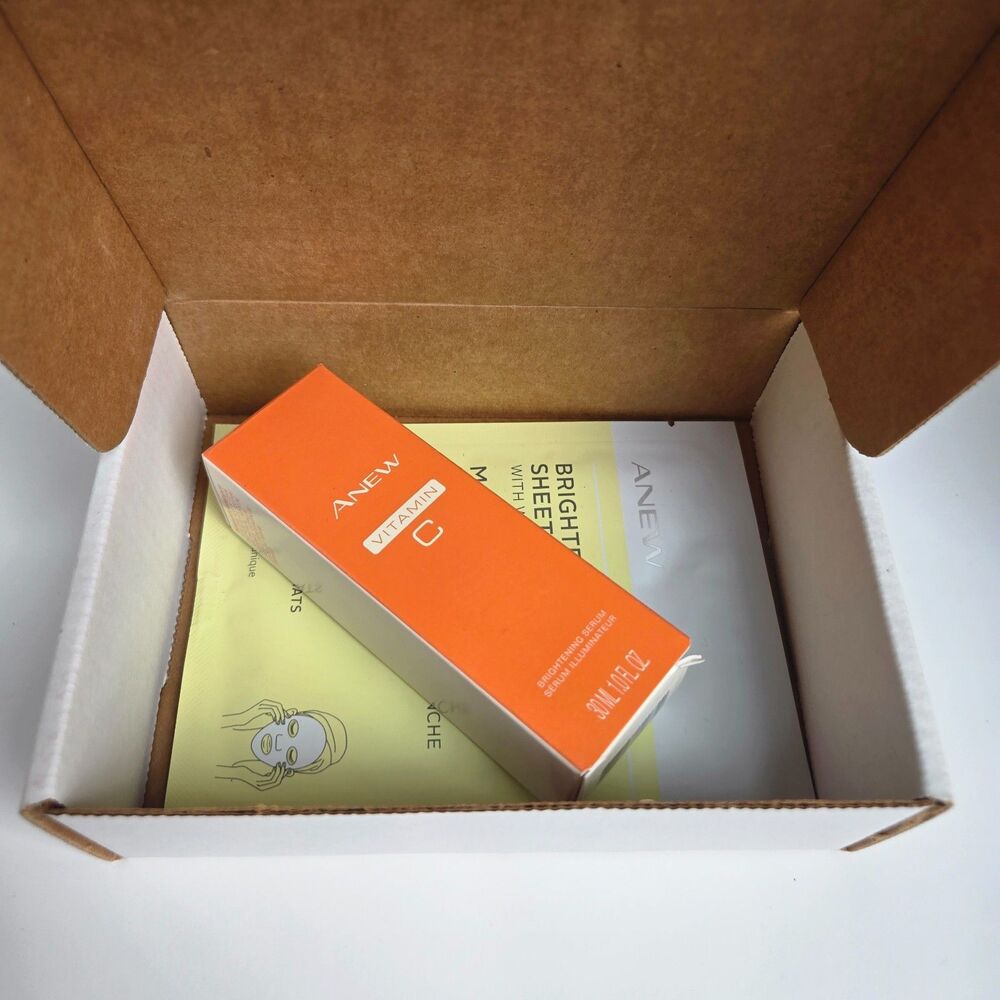 Avon Anew Brightening Set NOS Vitamin C Serum 1 oz + White Pearl Sheet Mask NIB